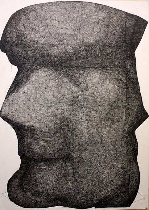 Head, 2001, inkt op papier, 110x73 cm © Robin Vermeersch